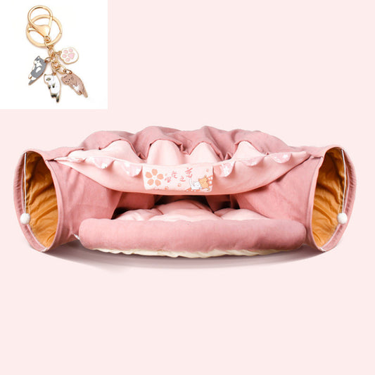 Pink pet play tunnel with a keychain