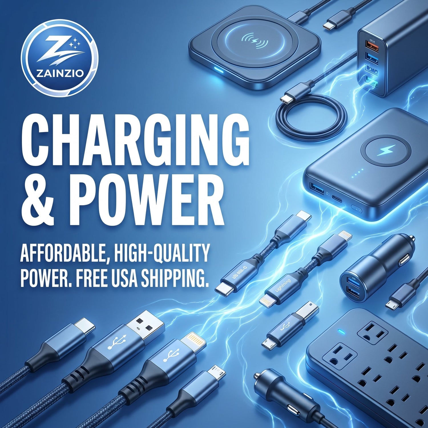 Power up every device in your life with Zainzio's Charging & Power collection — your one-stop shop for affordable, high-quality charging accessories delivered free across the USA.