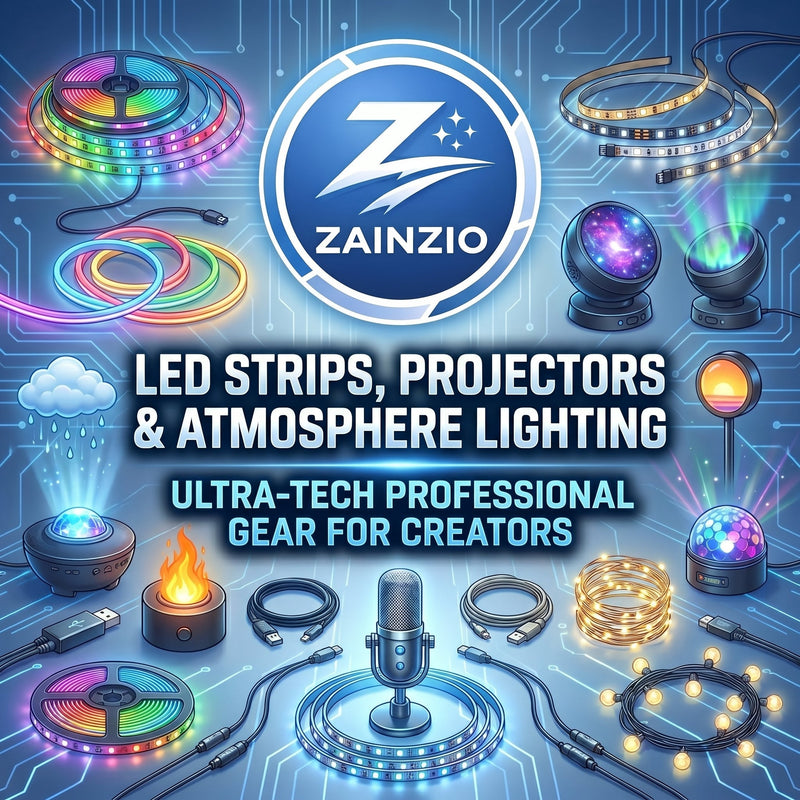 Transform the entire atmosphere of any room — bedroom, gaming setup, living room, or backyard — with Zainzio's LED Strips, Projectors &amp; Atmosphere Lighting collection.