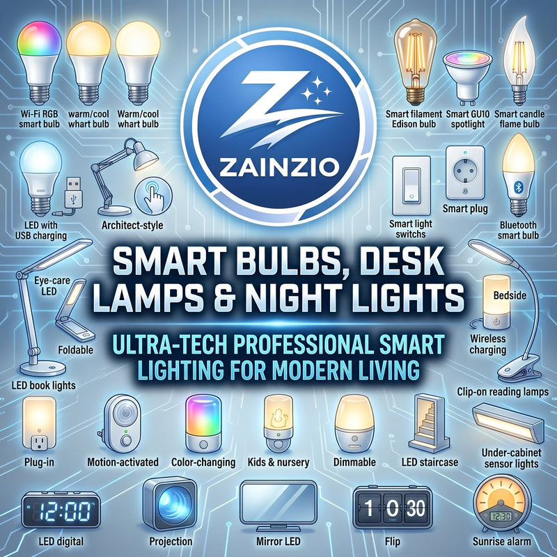 Light your home more intelligently, work more comfortably, and sleep more restfully with Zainzio's Smart Bulbs, Desk Lamps &amp; Night Lights collection — functional lighting that does its job beautifully every single day.
