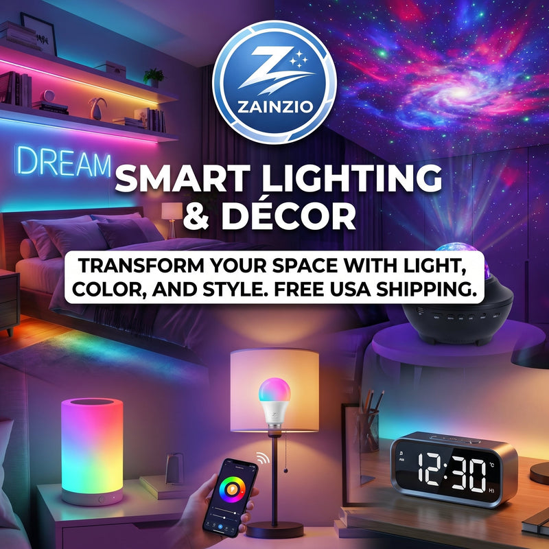 Set the perfect mood in any room with Zainzio's Smart Lighting & Décor collection — the easiest and most affordable way to transform your space with light, color, and style. Free shipping on every order across the USA.
