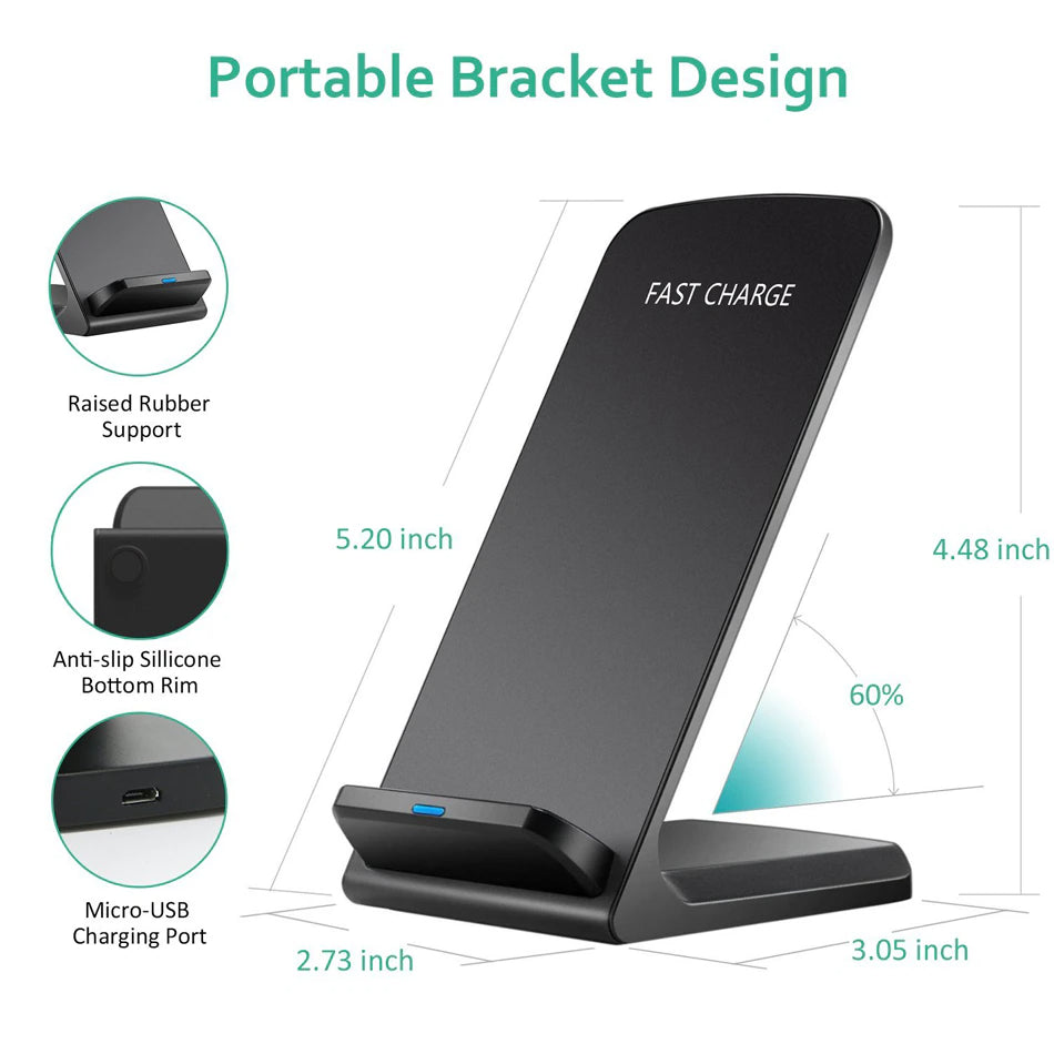 Wireless Charging Stand, Qi Fast Charger, Zainzio Tech, Desktop Phone Dock, iPhone Wireless Charger, Android Charging Pad, Universal Phone Holder
