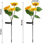 Solar Sunflowers, Flower Garden Lights, Zainzio Decor, Waterproof Outdoor LED, Triple Head Solar, Floral Path Lights, Sunflower Yard Art