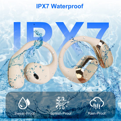 Open Ear Earbuds, Bluetooth 5.4, Zainzio Audio, Sport Headphones, Waterproof Earbuds, Running Headphones, LED Power Display