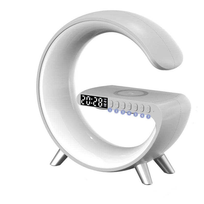 G Shaped LED Lamp, Smart Bedside Speaker, Zainzio Wireless Charger, App Control Mood Light, Sunrise Wake Up Clock, Bluetooth Speaker Lamp, 15W Fast Wireless Charging
