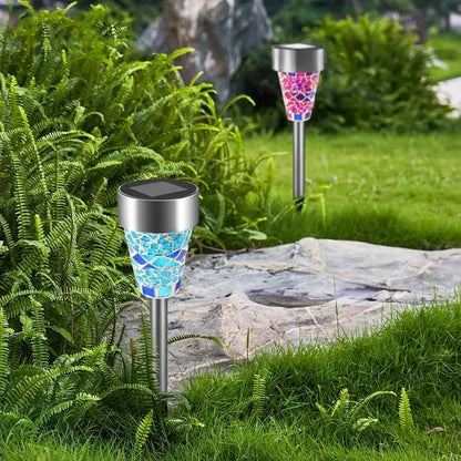 Mosaic Solar Lights, Pathway Lighting, Zainzio Decor, Outdoor LED Stakes, Stainless Steel Lights, Garden Path Decor, Waterproof Solar Lights