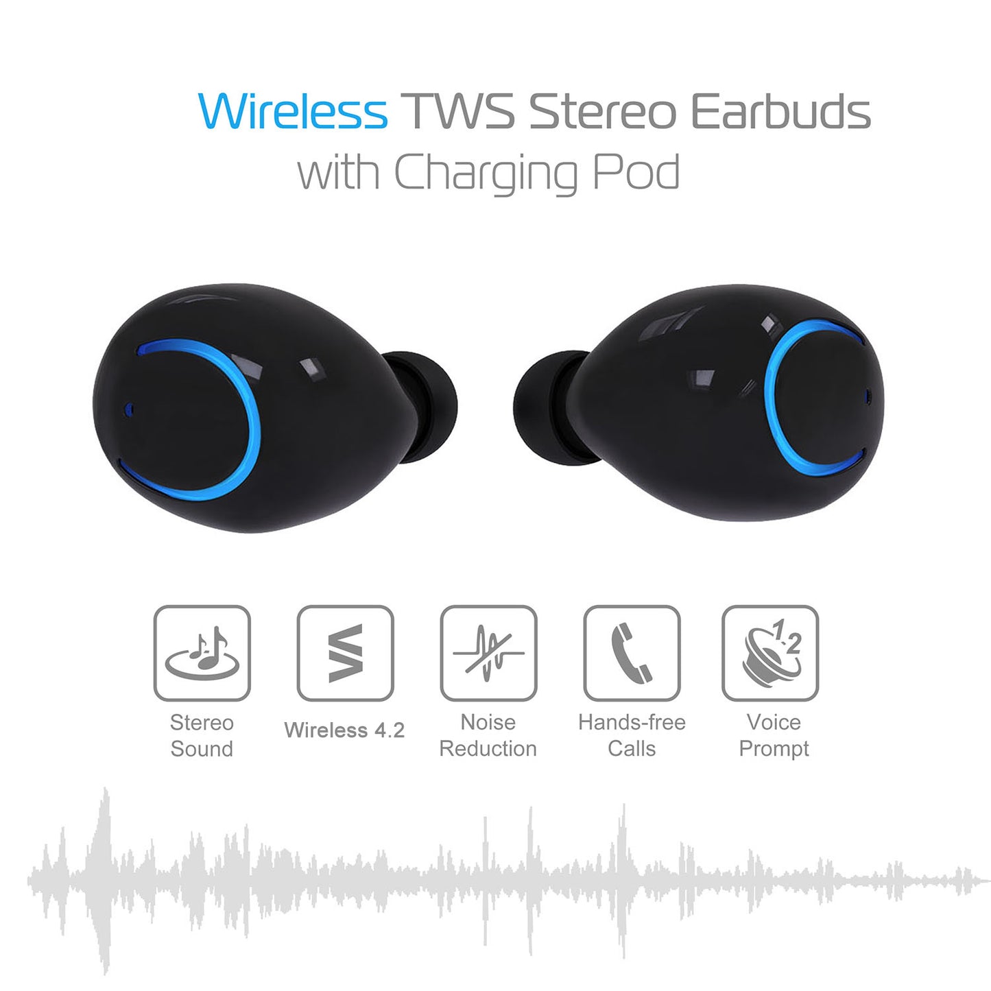 TWS Wireless Earbuds, Bluetooth Stereo Headphones, Zainzio Audio, Noise Reducing Earbuds, Portable Charging Pod, Hands-free Earphones, White TWS Earbuds