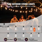 Outdoor String Lights, Patio Bistro Lights, Zainzio Lighting, Shatterproof LED Bulbs, Waterproof Hanging Lights, 50FT String Lights, Backyard Decor