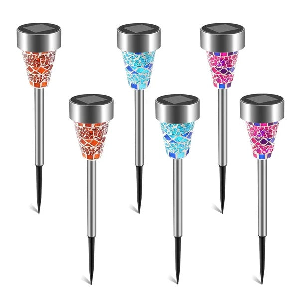 Mosaic Solar Lights, Pathway Lighting, Zainzio Decor, Outdoor LED Stakes, Stainless Steel Lights, Garden Path Decor, Waterproof Solar Lights