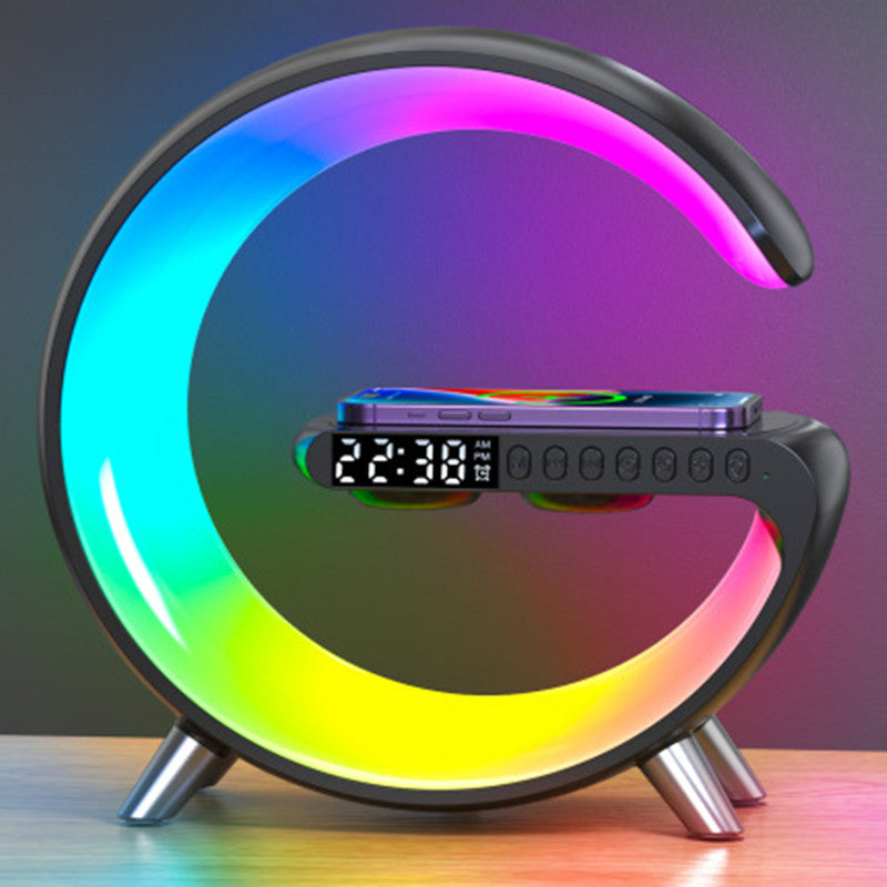 G Shaped LED Lamp, Smart Bedside Speaker, Zainzio Wireless Charger, App Control Mood Light, Sunrise Wake Up Clock, Bluetooth Speaker Lamp, 15W Fast Wireless Charging