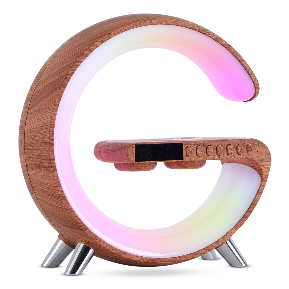G Shaped LED Lamp, Smart Bedside Speaker, Zainzio Wireless Charger, App Control Mood Light, Sunrise Wake Up Clock, Bluetooth Speaker Lamp, 15W Fast Wireless Charging