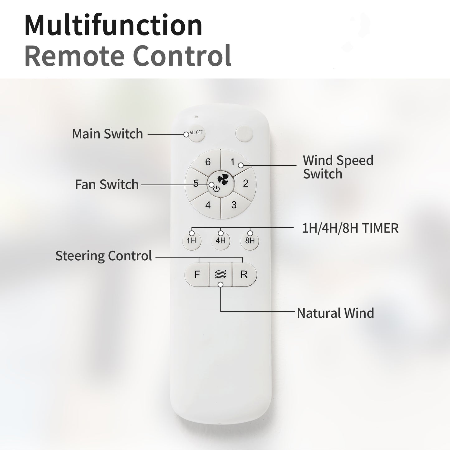 Modern Ceiling Fan, 52 Inch Ceiling Fan, Quiet DC Motor, Reversible Blade Fan, White Ceiling Fan, Woodgrain Blade Fan, Indoor Outdoor Fan