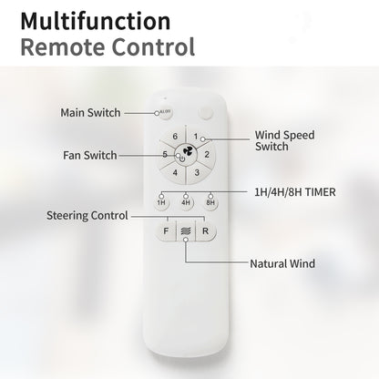 Modern Ceiling Fan, 52 Inch Ceiling Fan, Quiet DC Motor, Reversible Blade Fan, White Ceiling Fan, Woodgrain Blade Fan, Indoor Outdoor Fan