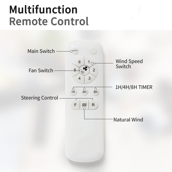 Modern Ceiling Fan, 52 Inch Ceiling Fan, Quiet DC Motor, Reversible Blade Fan, White Ceiling Fan, Woodgrain Blade Fan, Indoor Outdoor Fan