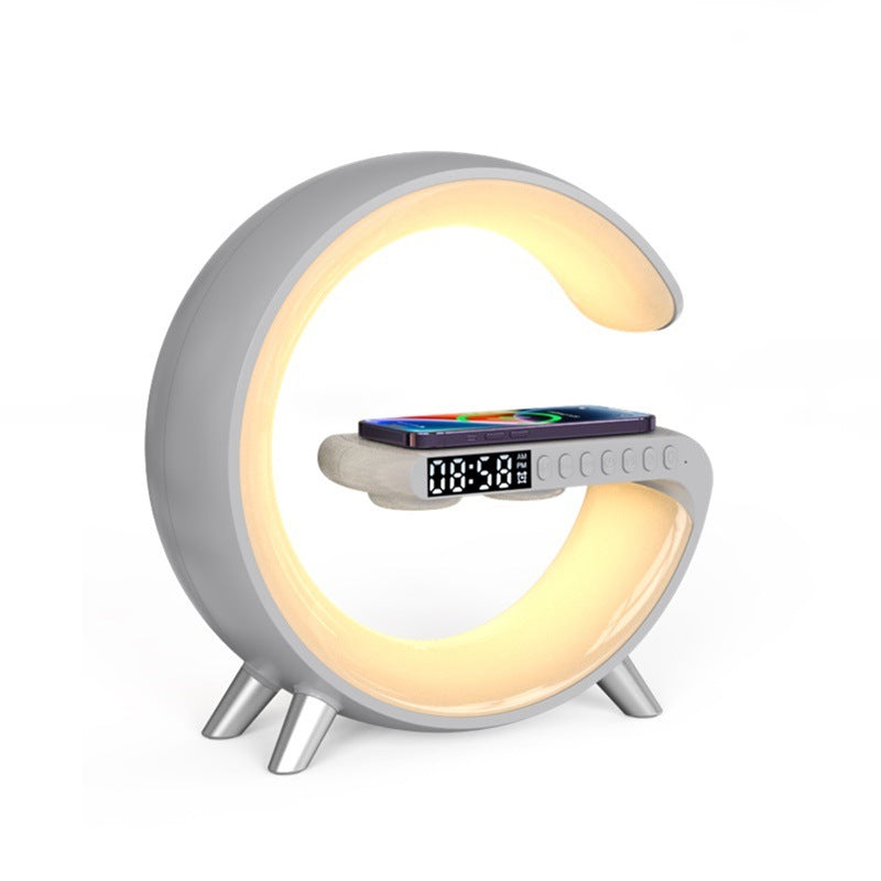 G Shaped LED Lamp, Smart Bedside Speaker, Zainzio Wireless Charger, App Control Mood Light, Sunrise Wake Up Clock, Bluetooth Speaker Lamp, 15W Fast Wireless Charging