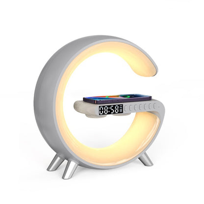 G Shaped LED Lamp, Smart Bedside Speaker, Zainzio Wireless Charger, App Control Mood Light, Sunrise Wake Up Clock, Bluetooth Speaker Lamp, 15W Fast Wireless Charging