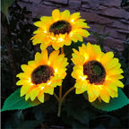 Solar Sunflowers, Flower Garden Lights, Zainzio Decor, Waterproof Outdoor LED, Triple Head Solar, Floral Path Lights, Sunflower Yard Art