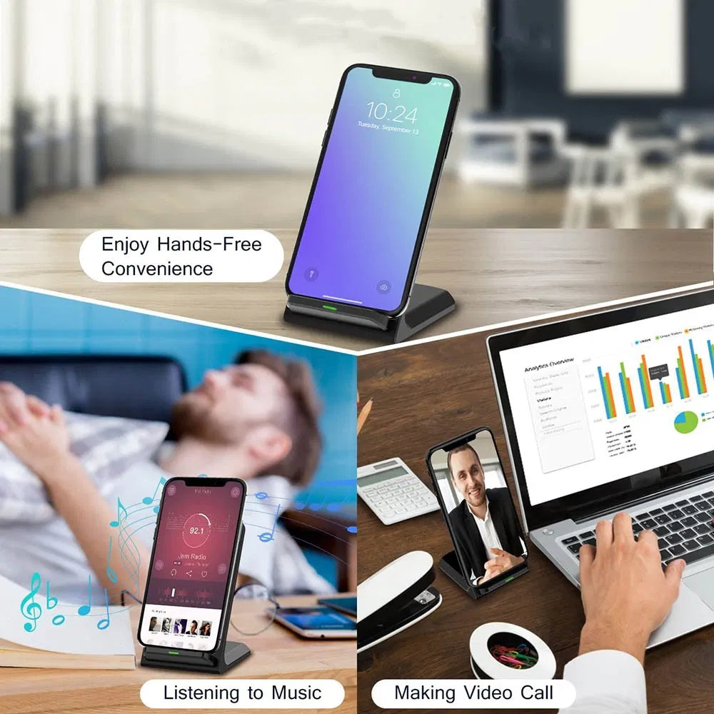 Wireless Charging Stand, Qi Fast Charger, Zainzio Tech, Desktop Phone Dock, iPhone Wireless Charger, Android Charging Pad, Universal Phone Holder