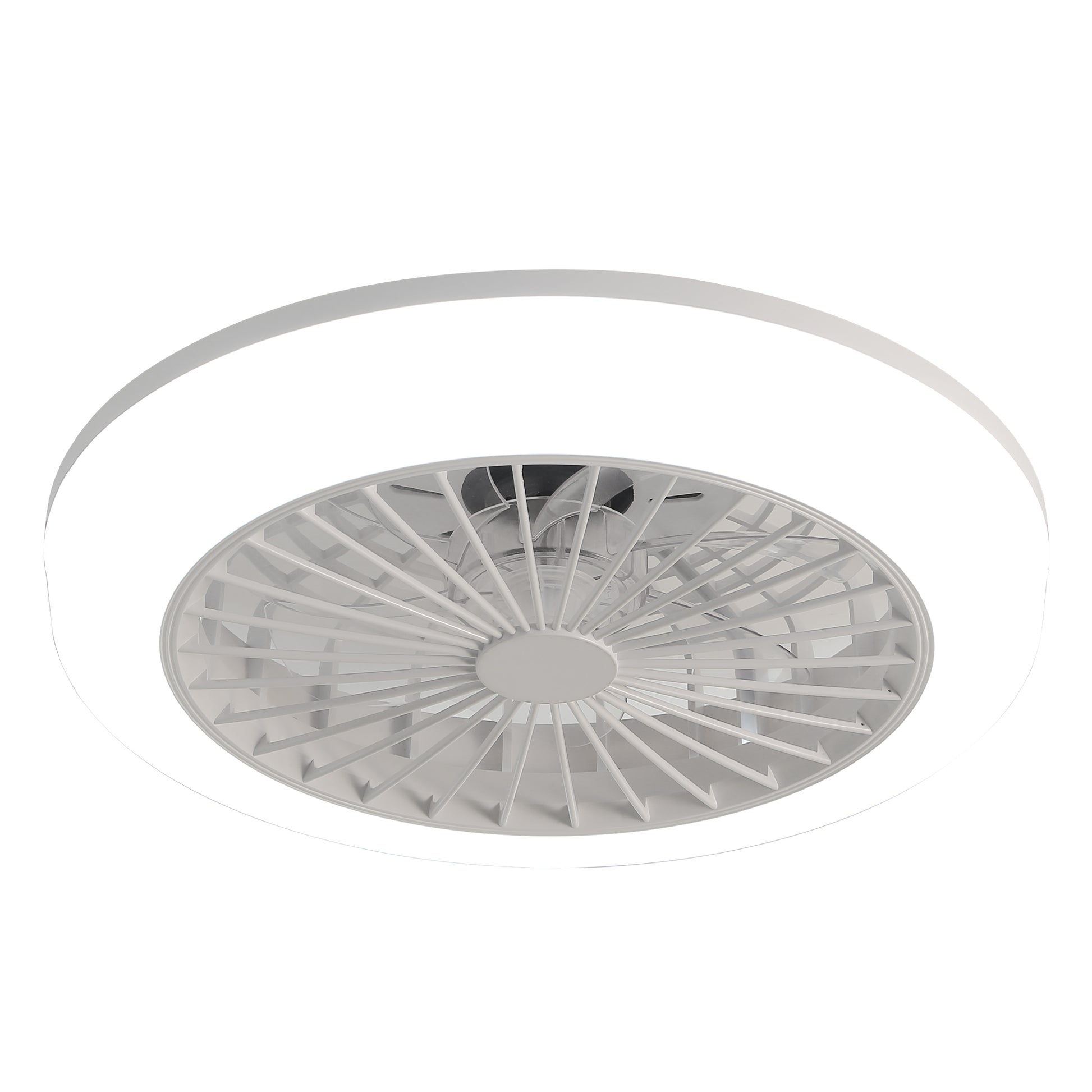 Enclosed Ceiling Fan, Bladeless Ceiling Fan, Low Profile Fan, Flush Mount Fan, Small Ceiling Fan Light, Quiet Bedroom Fan, White Cage Ceiling Fan, Zainzio fan