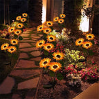 Solar Sunflowers, Flower Garden Lights, Zainzio Decor, Waterproof Outdoor LED, Triple Head Solar, Floral Path Lights, Sunflower Yard Art