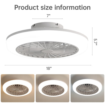 Enclosed Ceiling Fan, Bladeless Ceiling Fan, Low Profile Fan, Flush Mount Fan, Small Ceiling Fan Light, Quiet Bedroom Fan, White Cage Ceiling Fan, Zainzio fan