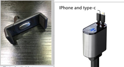 Retractable Car Charger, 100W Fast Car Charger, Zainzio Automotive, Cigarette Lighter Adapter, Type C Car Charger, Multi Port Phone Charger, Voltage Display Car Adapter