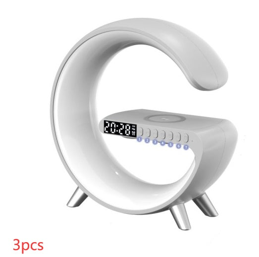 G Shaped LED Lamp, Smart Bedside Speaker, Zainzio Wireless Charger, App Control Mood Light, Sunrise Wake Up Clock, Bluetooth Speaker Lamp, 15W Fast Wireless Charging