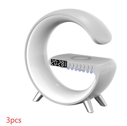 G Shaped LED Lamp, Smart Bedside Speaker, Zainzio Wireless Charger, App Control Mood Light, Sunrise Wake Up Clock, Bluetooth Speaker Lamp, 15W Fast Wireless Charging