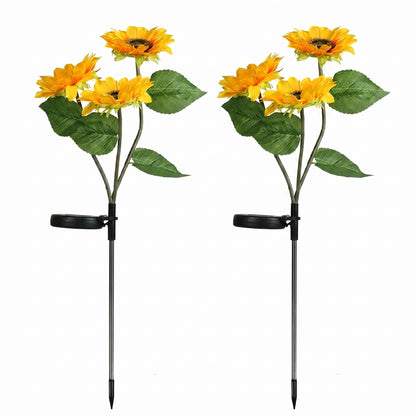 Zainzio 2-Pack Solar Sunflower Lights, 6 Large Realistic Garden Blooms