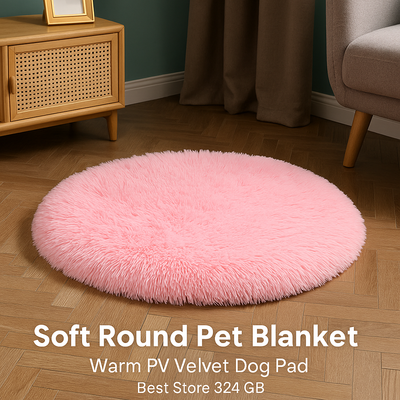 Soft Round Pet Blanket – Pink PV Velvet Dog Pad | Best Store 324 GB