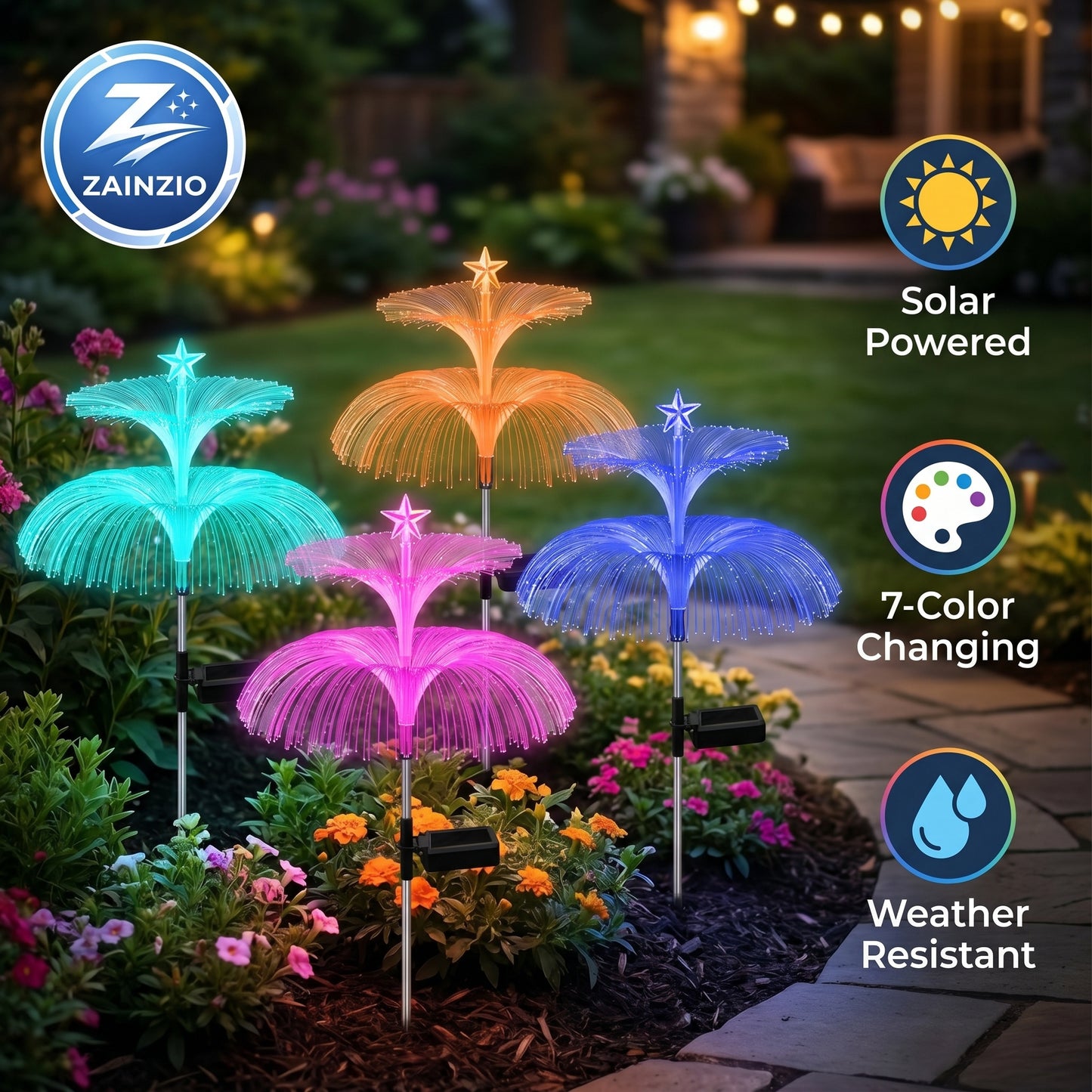 Solar Jellyfish Lights, Fiber Optic Garden, Zainzio Landscape, Color Changing Solar, Outdoor Yard Decor, Gardening Gifts, Starry Path Lights
