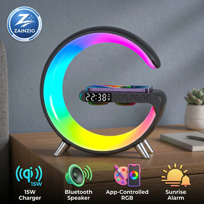Zainzio G-Shaped Atmosphere Lamp – 15W Wireless Charger & Bluetooth