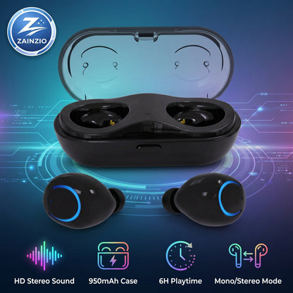 Zainzio TWS Wireless Stereo Earbuds – HD Sound, 950mAh Case