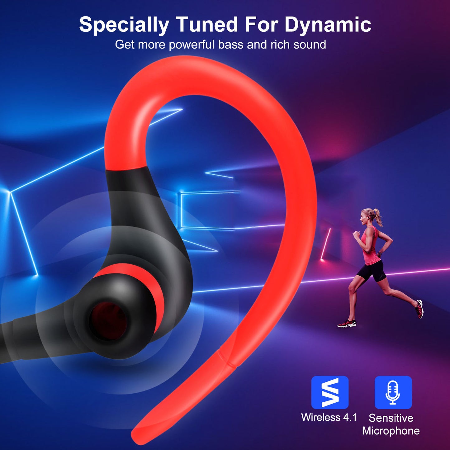 Wireless Sport Headset, Bluetooth Running Earbuds, Zainzio Audio, Noise Cancelling Headphones, Sweatproof Sport Earphones, Hiking Wireless Earbuds, Secure Fit Headset