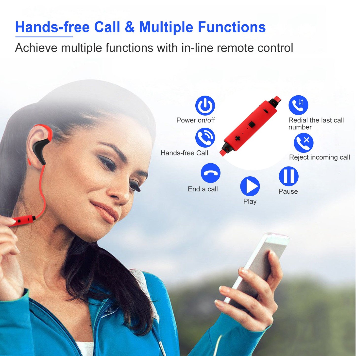 Wireless Sport Headset, Bluetooth Running Earbuds, Zainzio Audio, Noise Cancelling Headphones, Sweatproof Sport Earphones, Hiking Wireless Earbuds, Secure Fit Headset