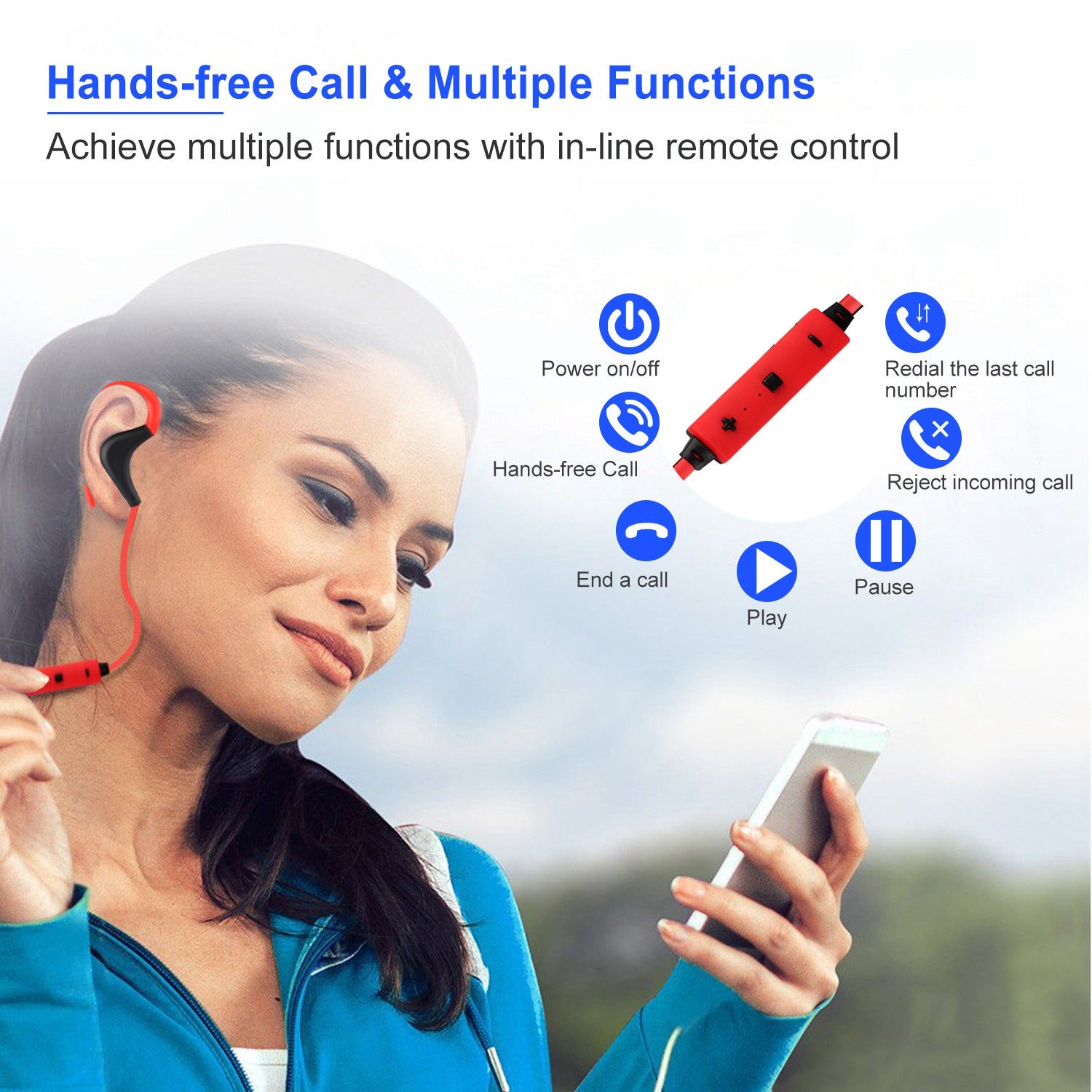 Wireless Sport Headset, Bluetooth Running Earbuds, Zainzio Audio, Noise Cancelling Headphones, Sweatproof Sport Earphones, Hiking Wireless Earbuds, Secure Fit Headset