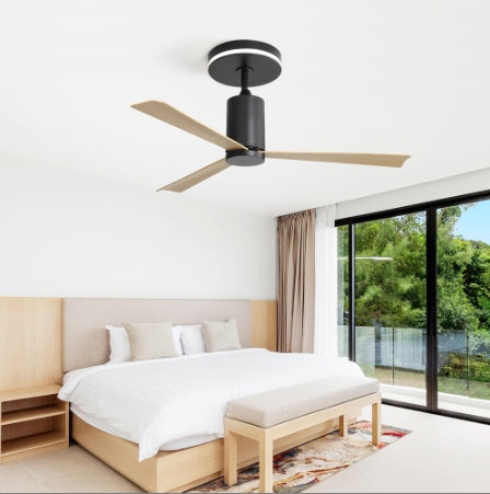 Flush Mount Ceiling Fan, 52 Inch Ceiling Fan, Ceiling Fan with Light, Quiet DC Motor Fan, Modern Wood Ceiling Fan, Low Profile Fan, Indoor Outdoor Patio Fan, Zainzio