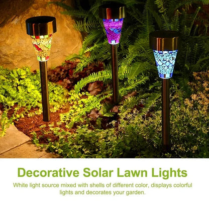 Mosaic Solar Lights, Pathway Lighting, Zainzio Decor, Outdoor LED Stakes, Stainless Steel Lights, Garden Path Decor, Waterproof Solar Lights