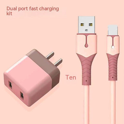 Fast Charging Kit, Dual Port Charger, Zainzio Power, TPE Charging Cable, Cute Phone Charger, Type C Cable, iPhone Charger Block