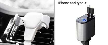Retractable Car Charger, 100W Fast Car Charger, Zainzio Automotive, Cigarette Lighter Adapter, Type C Car Charger, Multi Port Phone Charger, Voltage Display Car Adapter