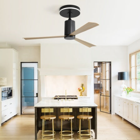 Flush Mount Ceiling Fan, 52 Inch Ceiling Fan, Ceiling Fan with Light, Quiet DC Motor Fan, Modern Wood Ceiling Fan, Low Profile Fan, Indoor Outdoor Patio Fan, Zainzio