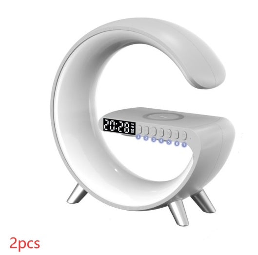 G Shaped LED Lamp, Smart Bedside Speaker, Zainzio Wireless Charger, App Control Mood Light, Sunrise Wake Up Clock, Bluetooth Speaker Lamp, 15W Fast Wireless Charging