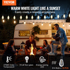 People around a campfire with VEVOR string lights and a caravan in the background