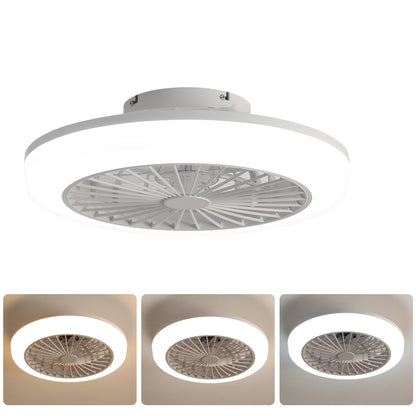 Enclosed Ceiling Fan, Bladeless Ceiling Fan, Low Profile Fan, Flush Mount Fan, Small Ceiling Fan Light, Quiet Bedroom Fan, White Cage Ceiling Fan, Zainzio fan
