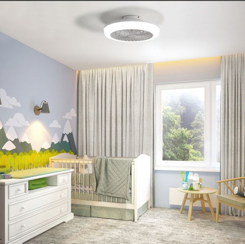 Enclosed Ceiling Fan, Bladeless Ceiling Fan, Low Profile Fan, Flush Mount Fan, Small Ceiling Fan Light, Quiet Bedroom Fan, White Cage Ceiling Fan, Zainzio fan