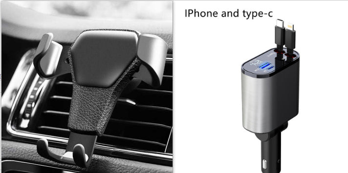 Retractable Car Charger, 100W Fast Car Charger, Zainzio Automotive, Cigarette Lighter Adapter, Type C Car Charger, Multi Port Phone Charger, Voltage Display Car Adapter