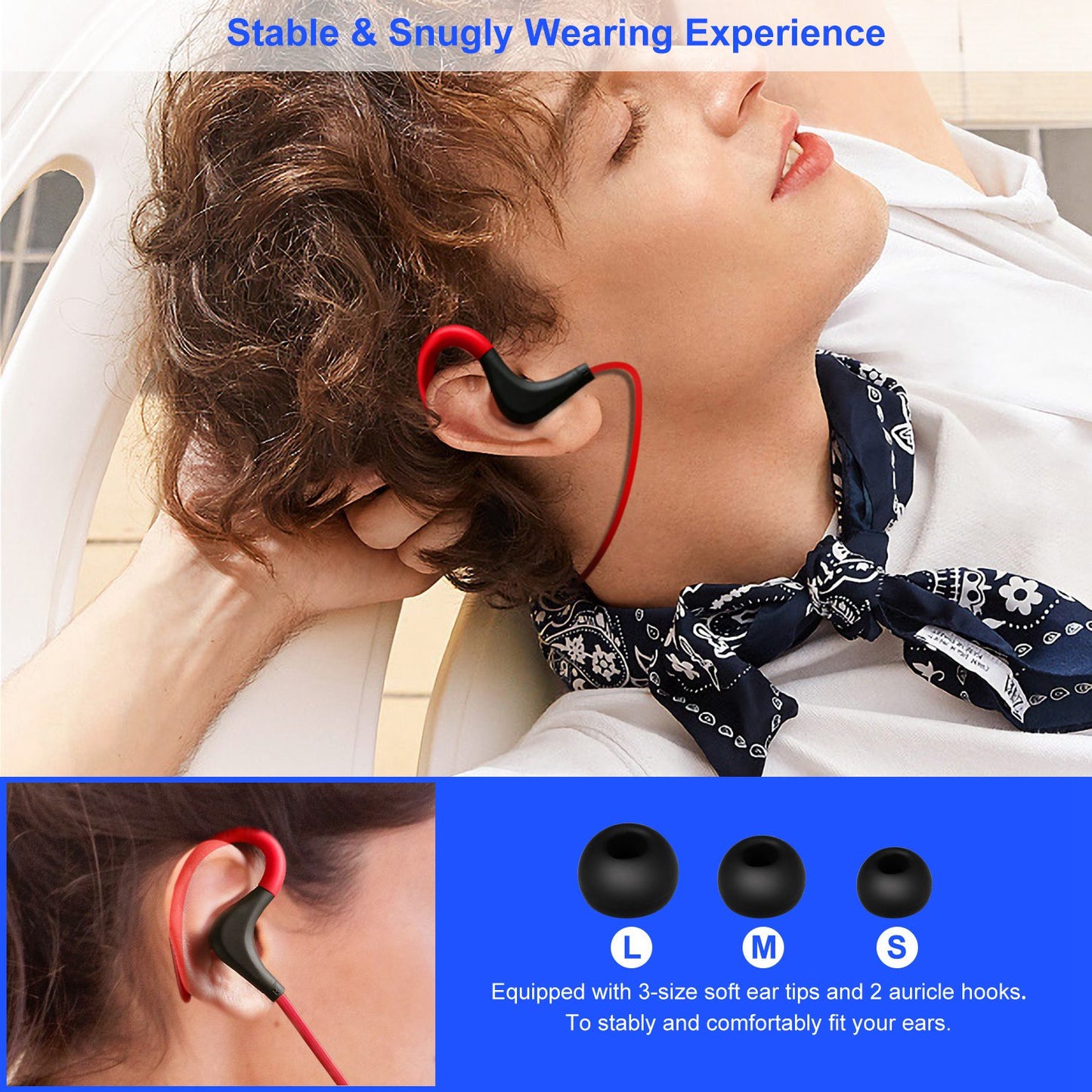 Wireless Sport Headset, Bluetooth Running Earbuds, Zainzio Audio, Noise Cancelling Headphones, Sweatproof Sport Earphones, Hiking Wireless Earbuds, Secure Fit Headset