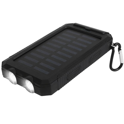 Solar Power Bank, Outdoor Portable Charger, Zainzio Survival, Camping Power Pack, Dual USB Charger, Compass Power Bank, SOS LED Flashlight