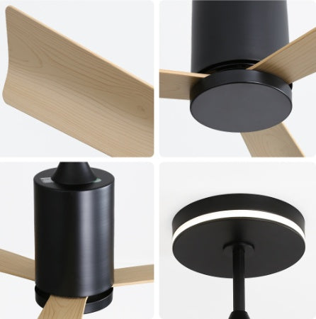 Flush Mount Ceiling Fan, 52 Inch Ceiling Fan, Ceiling Fan with Light, Quiet DC Motor Fan, Modern Wood Ceiling Fan, Low Profile Fan, Indoor Outdoor Patio Fan, Zainzio